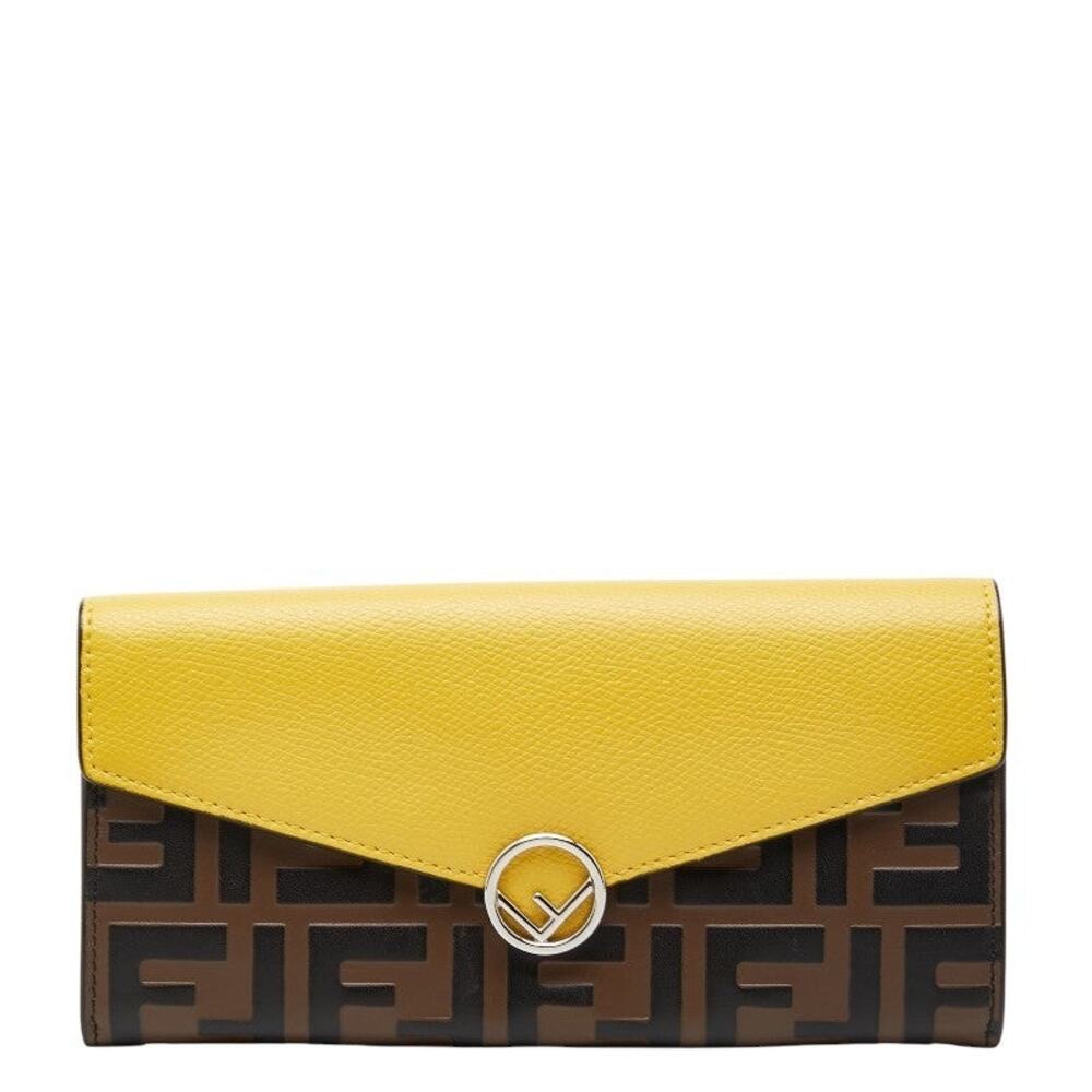 Fendi Zucca F Is Logo Leather Long Wallet Yellow